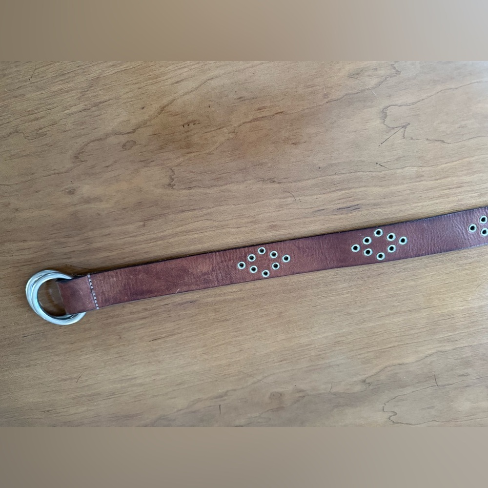 VTG Abercrombie & Fitch BROWN GENUINE LEATHER 1 3/8" Wd EYELET CASUAL BELT S - Picture 4 of 16